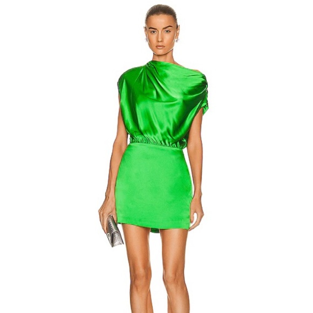 The Sei for FWRD Draped Mini Dress in Palm 4